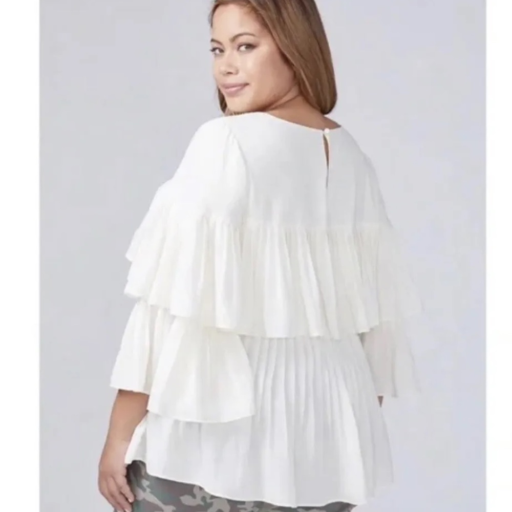 Lane Bryant White Ruffle Blouse